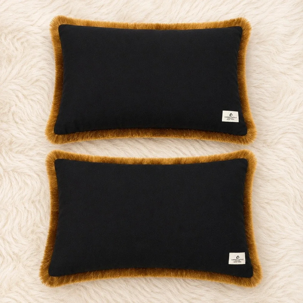 Catherine Martin Anthropologie Starry Night Black Beaded Velvet Lumbar Pillows 2